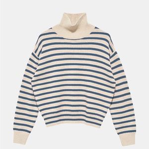 Demylee HANNES STRIPE CASHMERE TURTLENECK Size Small